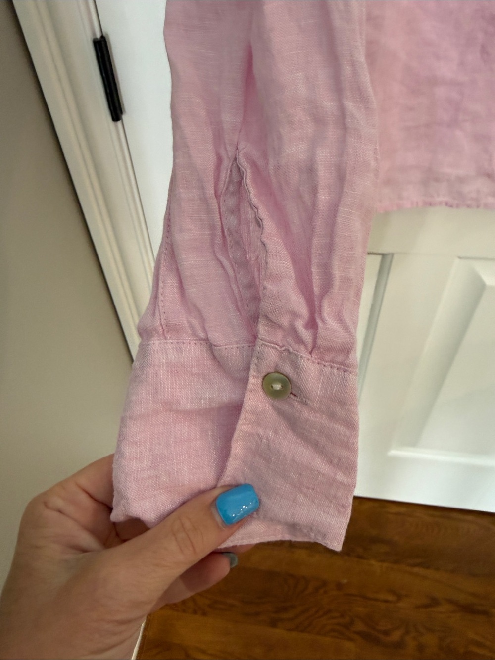 Calypso St. Barth’s Pink Linen Popover Blouse Size Large 25633 - Picture 6 of 10